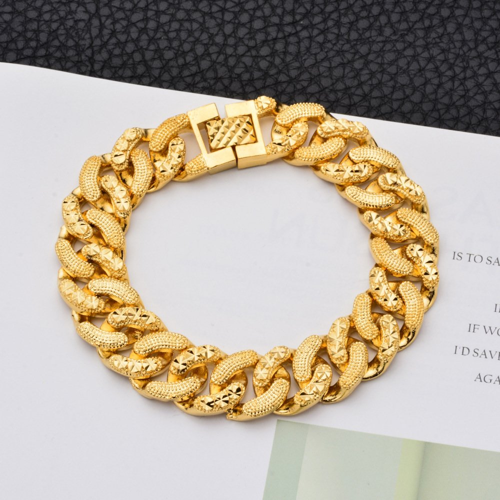 Wholesale Miami Stainless Steel Men Women 18K Gold Plated Cuban Watch Belt Link Chain