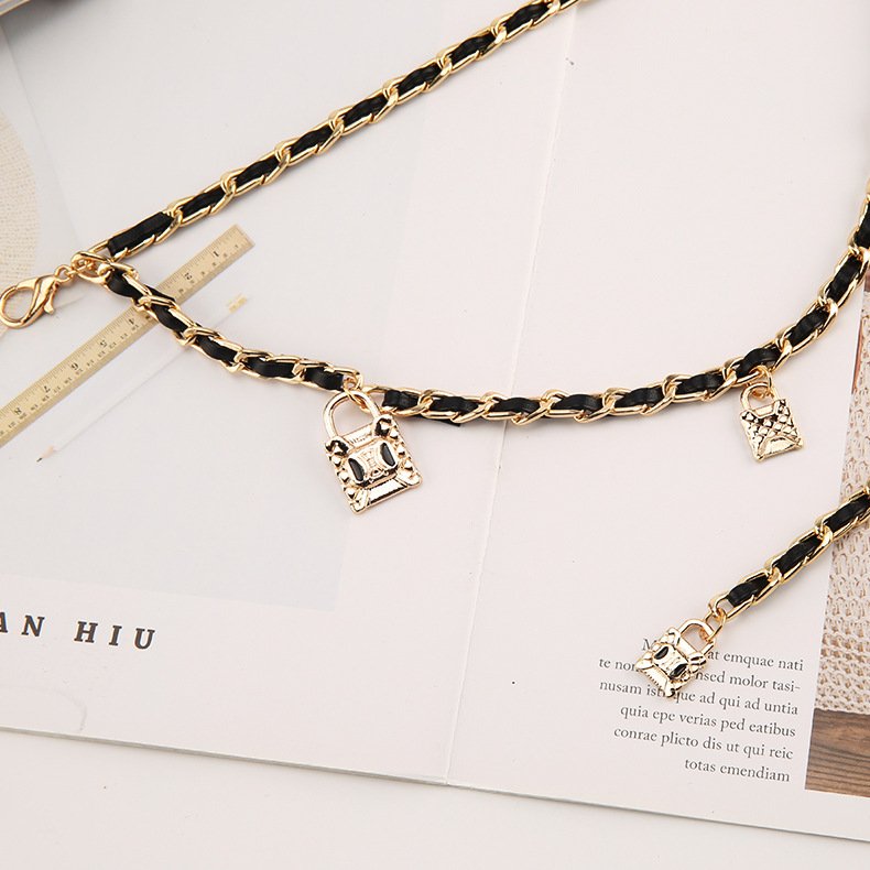 New Arriving Designer Leather Belts Classic Black Chain Belts Multi Layer Adjustable Waist Chain Women Dress Decoration