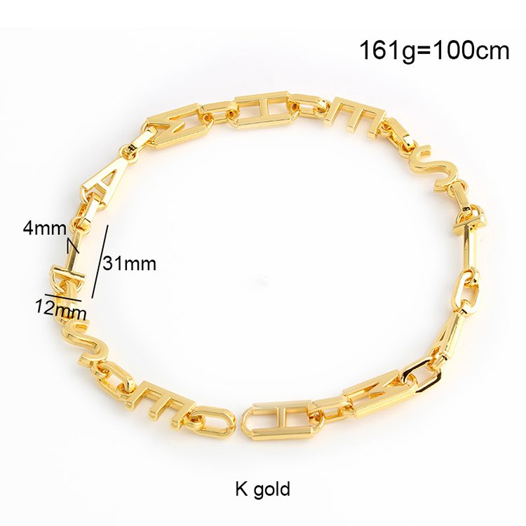 High Quality Fashion Metal Letter Chain Strap Handbags Chain Belt Hardware Accessories Custom Alloy Chain For Shoulder Bag Purse