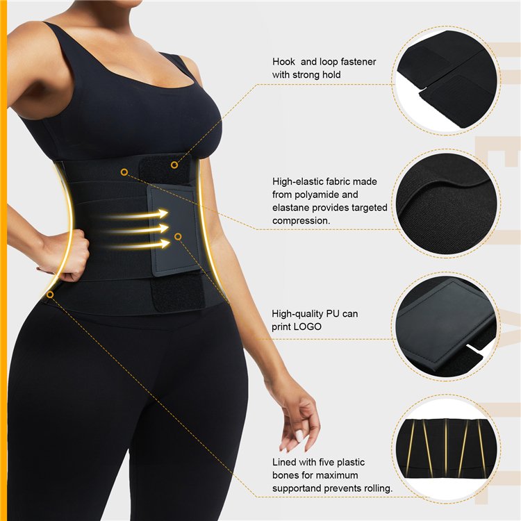 HEXIN Logo Service 5 Steel Boned Waist Trainer Back Support Weight Loss Workout Waist Trainer With Logo