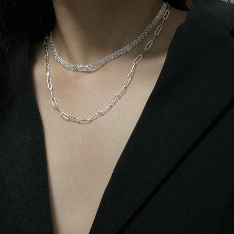 plata italiana 925 original ENSHIR 925 Sterling Silver Chunky Italian Chain Necklace Bling Wove Chain Choker Necklace for Women