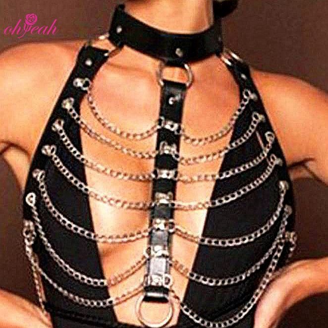 Black PU Leather Bdsm Chest Strap Belt Suspender Adjustable Body Gothic Harness Underwear Bondage Punk