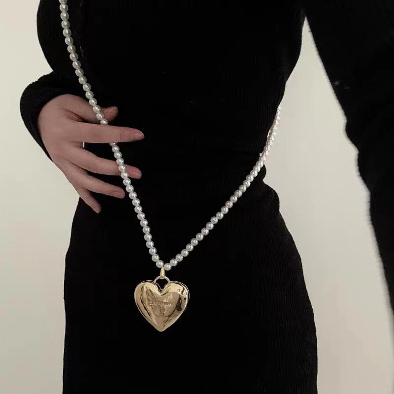 Big heart pearl belt versatile fancy waist chain women chain belts heart link chain