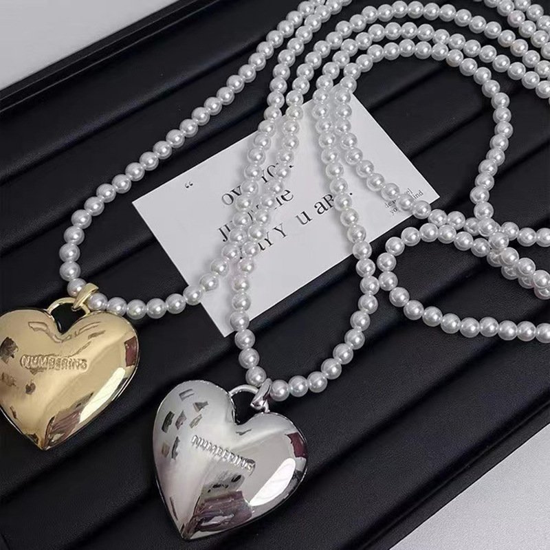 Big heart pearl belt versatile fancy waist chain women chain belts heart link chain