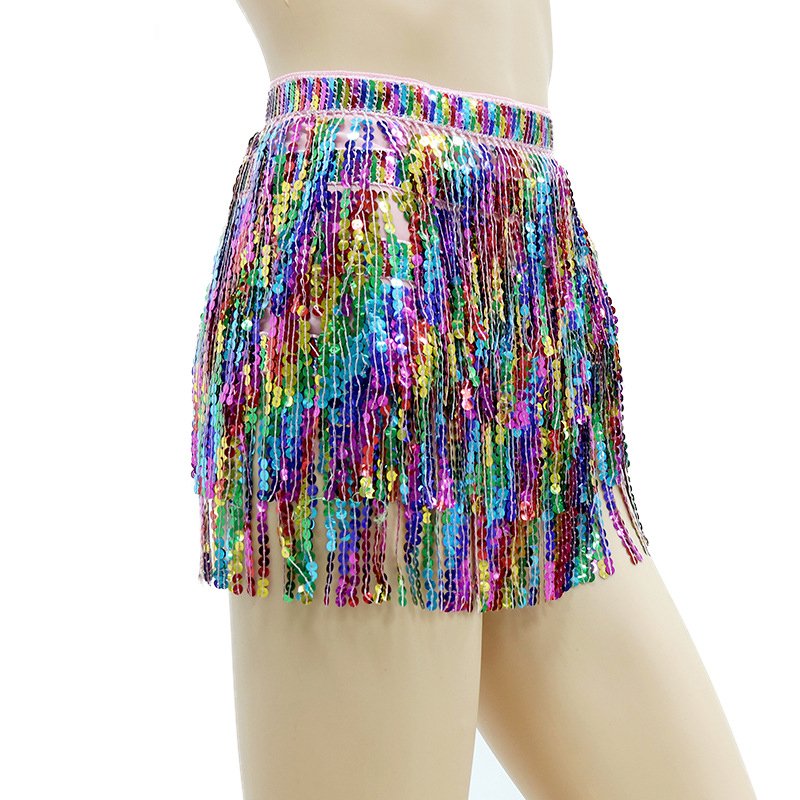 Hot sale Bohemian style Halloween festival Dance performance tassel waist Chain skirtFor Women belly dance hip scarf