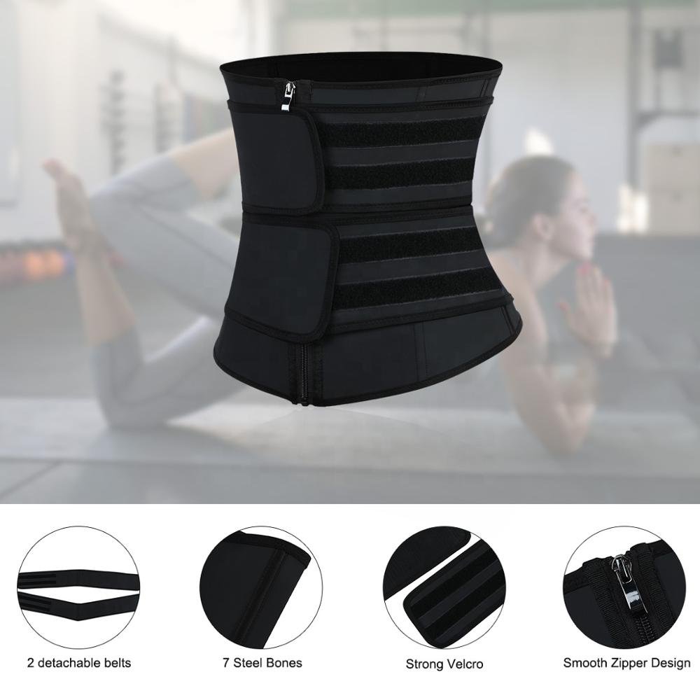 HEXIN Dropshipping Latex Double Belts Waist Trainer Trimmer Belt Slimming Tummy Control Body Shaper Cincher