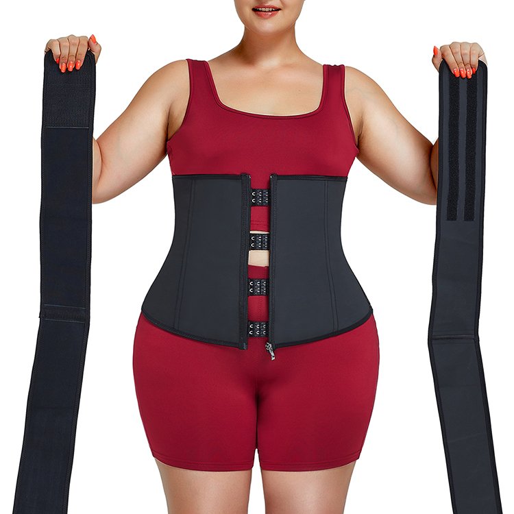 HEXIN Dropshipping Latex Double Belts Waist Trainer Trimmer Belt Slimming Tummy Control Body Shaper Cincher