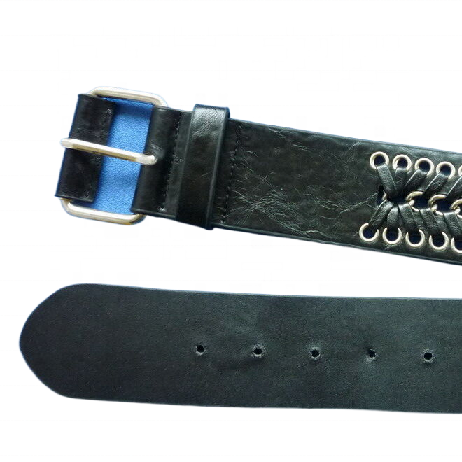 men belts pu leather 6cm jeans belts with eyelets studs and chains braided with covered roller pin buckle