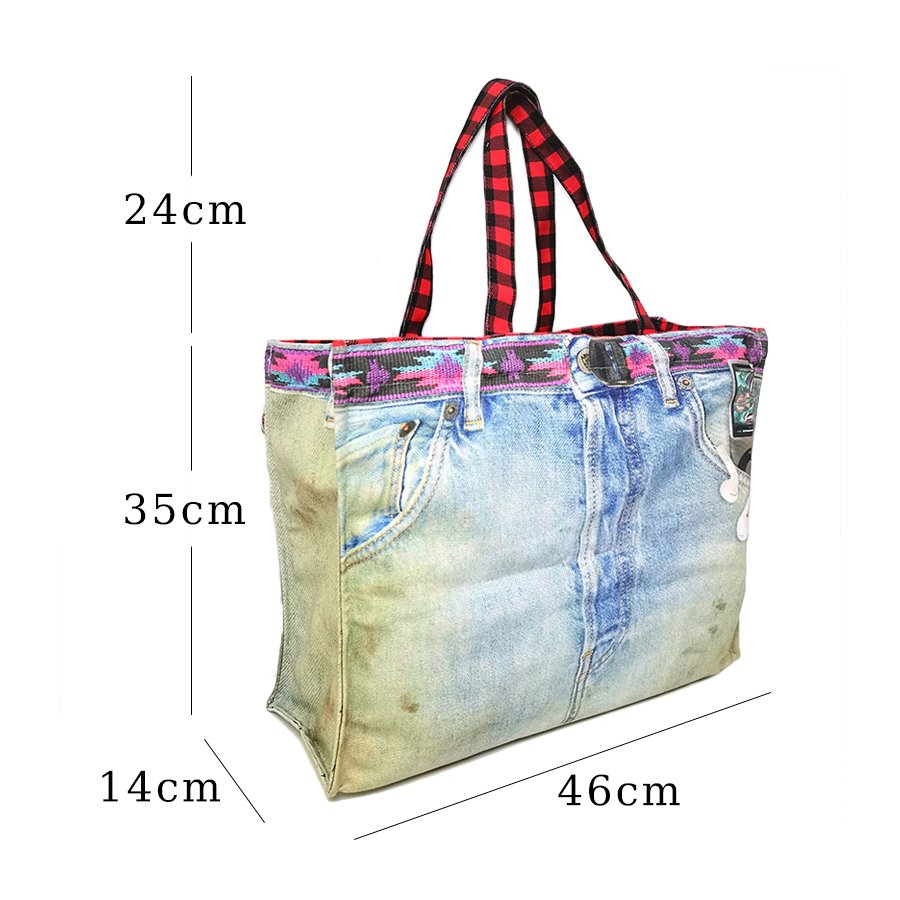 customized new style vintage bag denim canvas tote bag cotton foldable canvas shopping shoulder bags handbags for women 3202