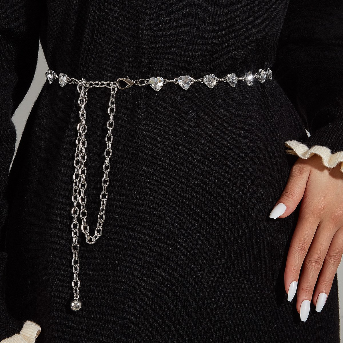 European And American Fashion Metal Chain Belt With Crystal Inlaid Brick Women's Body Chain