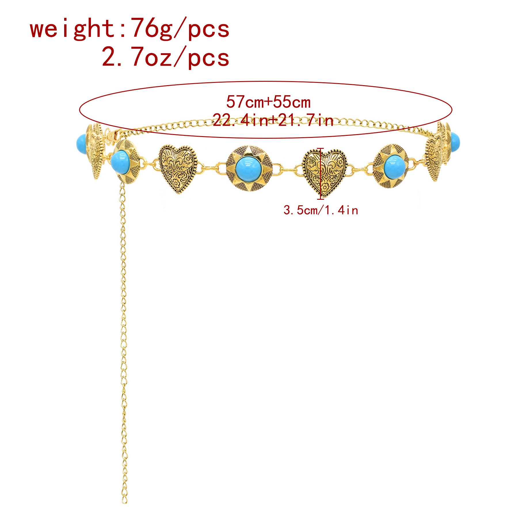 2 Styles Vintage Gold Alloy Heart Shaped Metal Waist Chains Body Jewelry Flower Heart Belt for Women