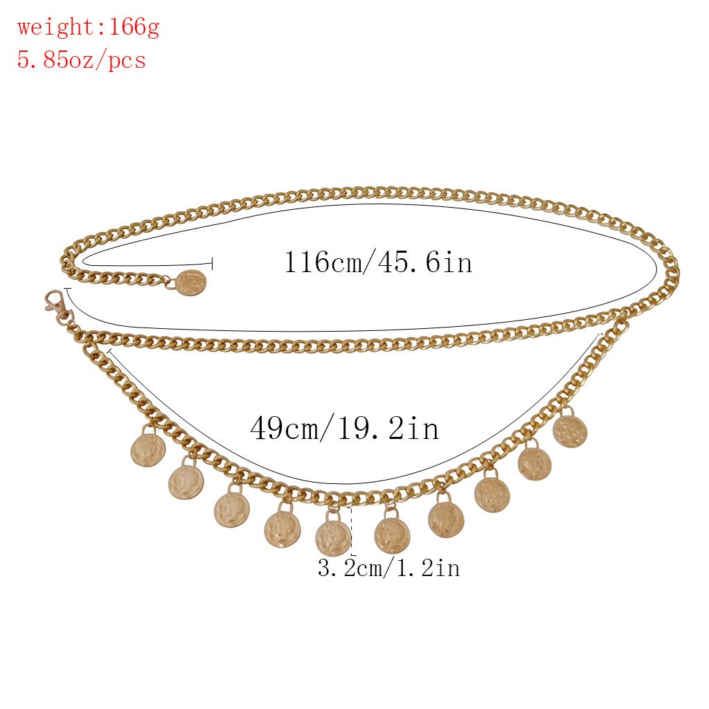 Wholesale Style New Trendy Long Cuban Link Waist Chain Belts with Beauty Head Drop Pendant Sexy Body Chain Jewelry for Women