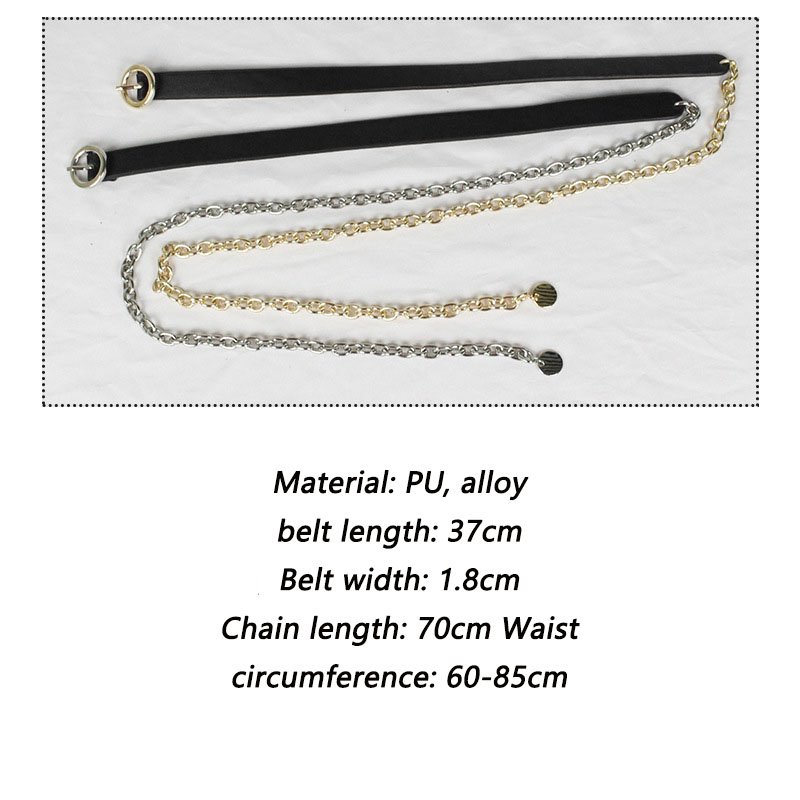 Metal leather stitching thin belt For Women dress decoration waist chain