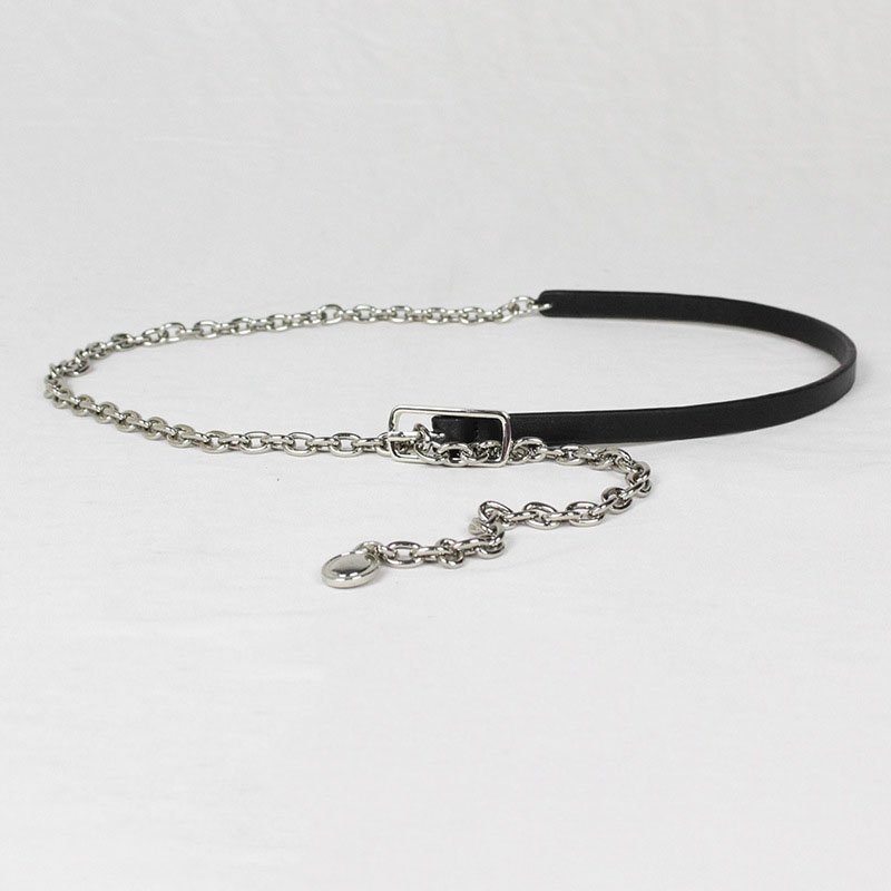 Metal leather stitching thin belt For Women dress decoration waist chain