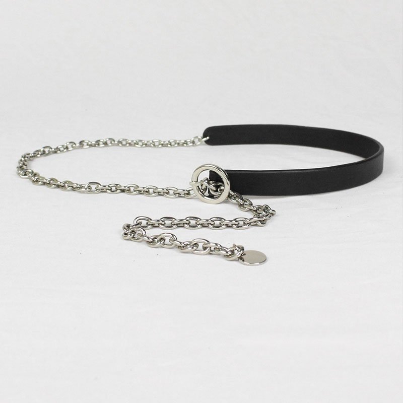 Metal leather stitching thin belt For Women dress decoration waist chain