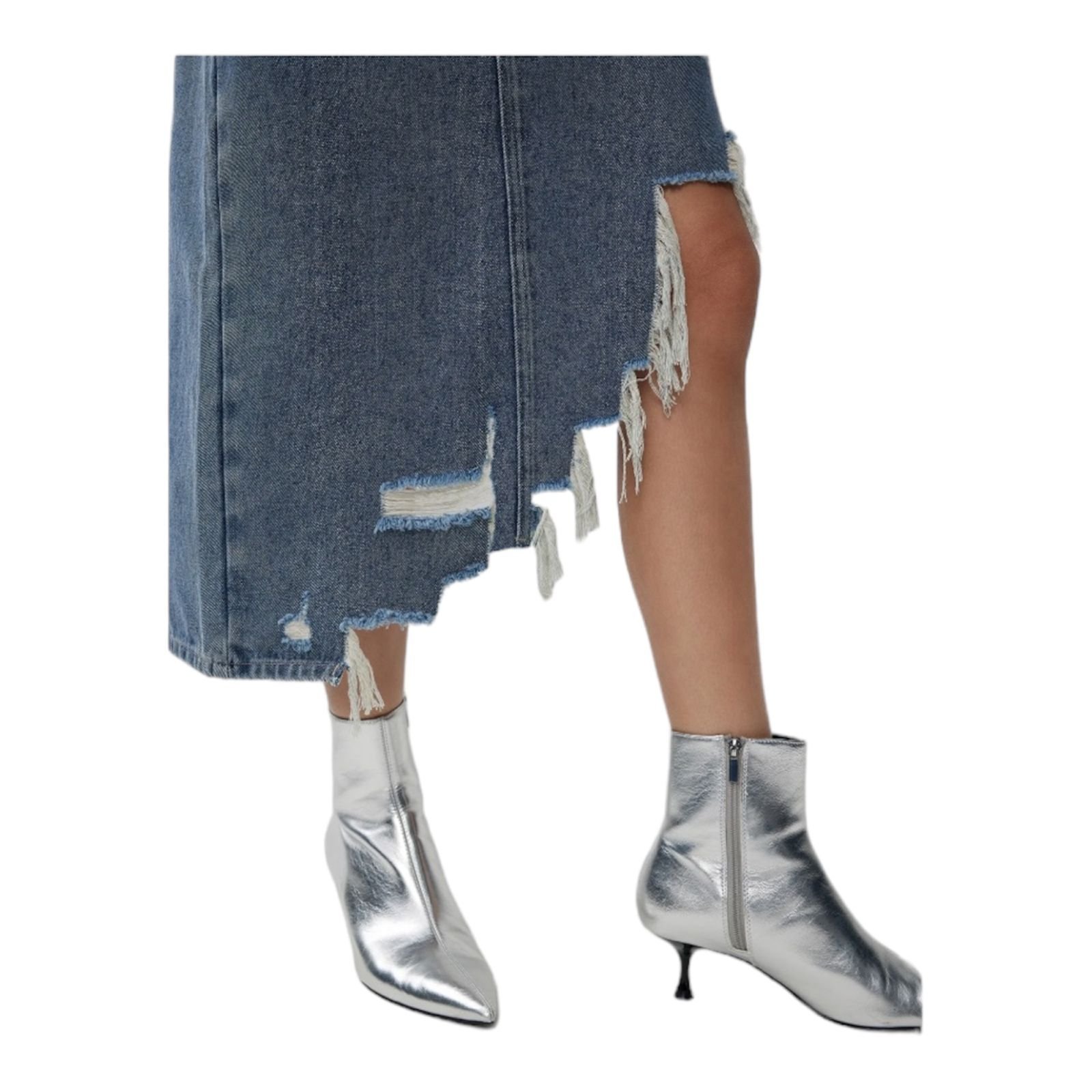 Women's Trendy Fancy Front Cut Denim Midi Skirt Customizable Casual Style Logo Waist Available Multi Colors Wholesale Prices