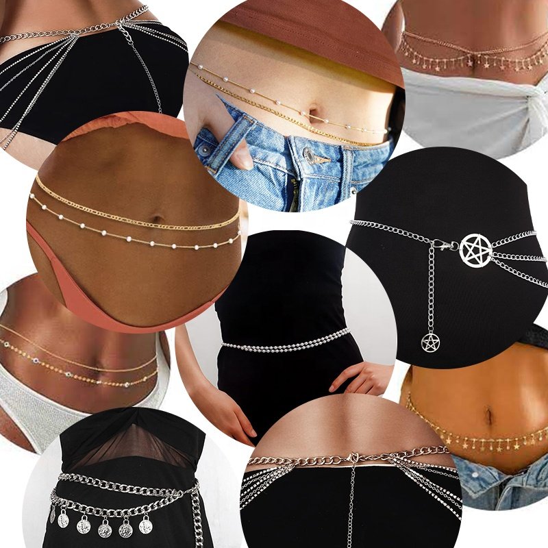 Personalised body chain custom color material model pendant custom sexy belly boby chain personalize
