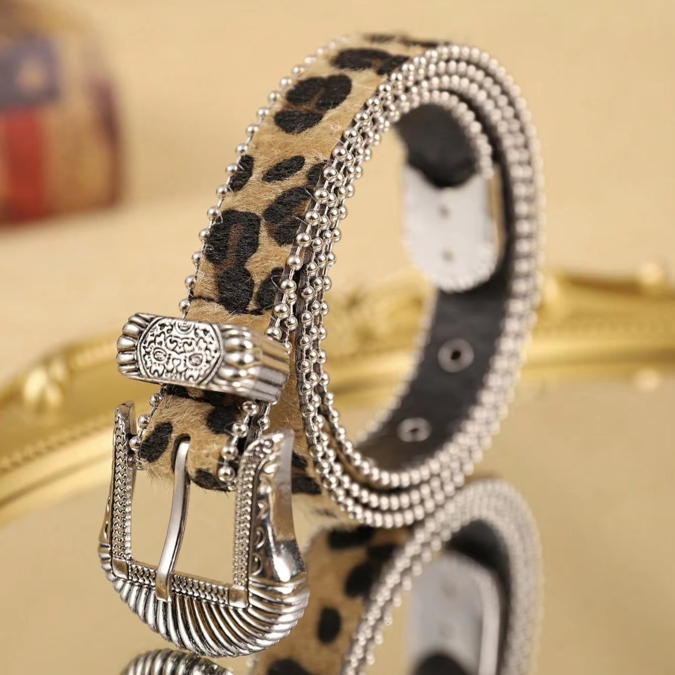 Women's Multi-Color PU Leopard Chain Belt Fashionable Pop Bohemian Style for Everyday Use