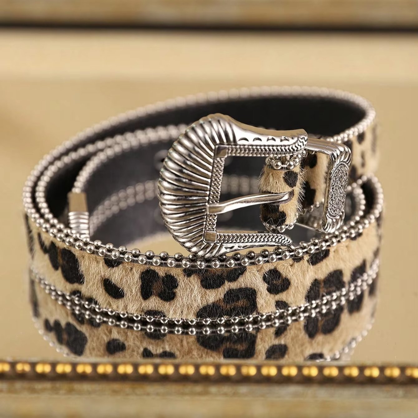 Women's Multi-Color PU Leopard Chain Belt Fashionable Pop Bohemian Style for Everyday Use