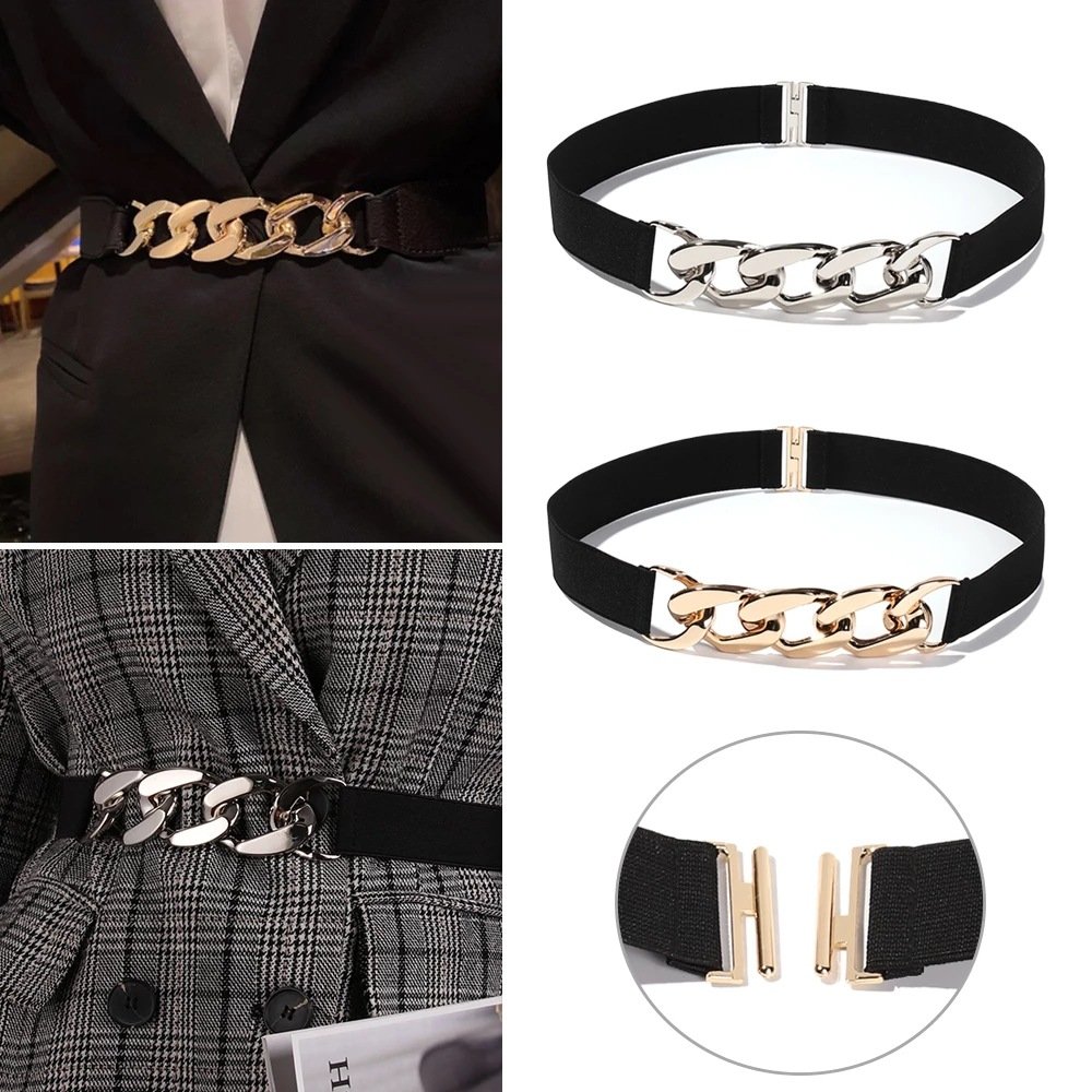 Hot Selling Metal Waist Chain Belt Ladies, Gold Chain Elastic Women Belt Fashionable