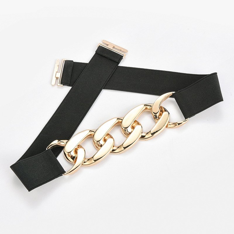 Hot Selling Metal Waist Chain Belt Ladies, Gold Chain Elastic Women Belt Fashionable