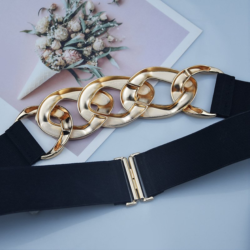 Hot Selling Metal Waist Chain Belt Ladies, Gold Chain Elastic Women Belt Fashionable