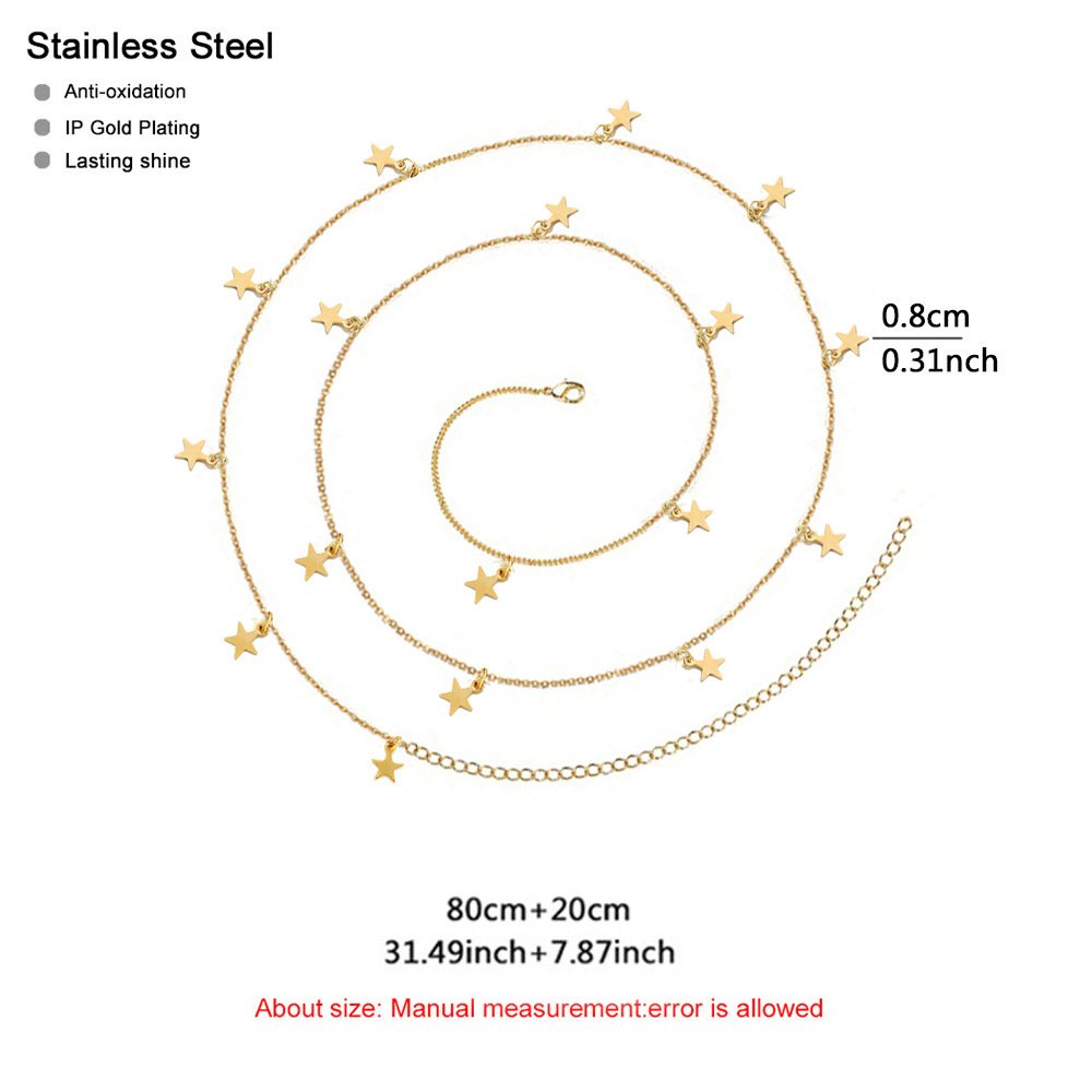 Stainless Steel Adjustable Waist Chain Luxury Sexy Iced Out Bling Star Moon Bikini Women Beach Body Chain