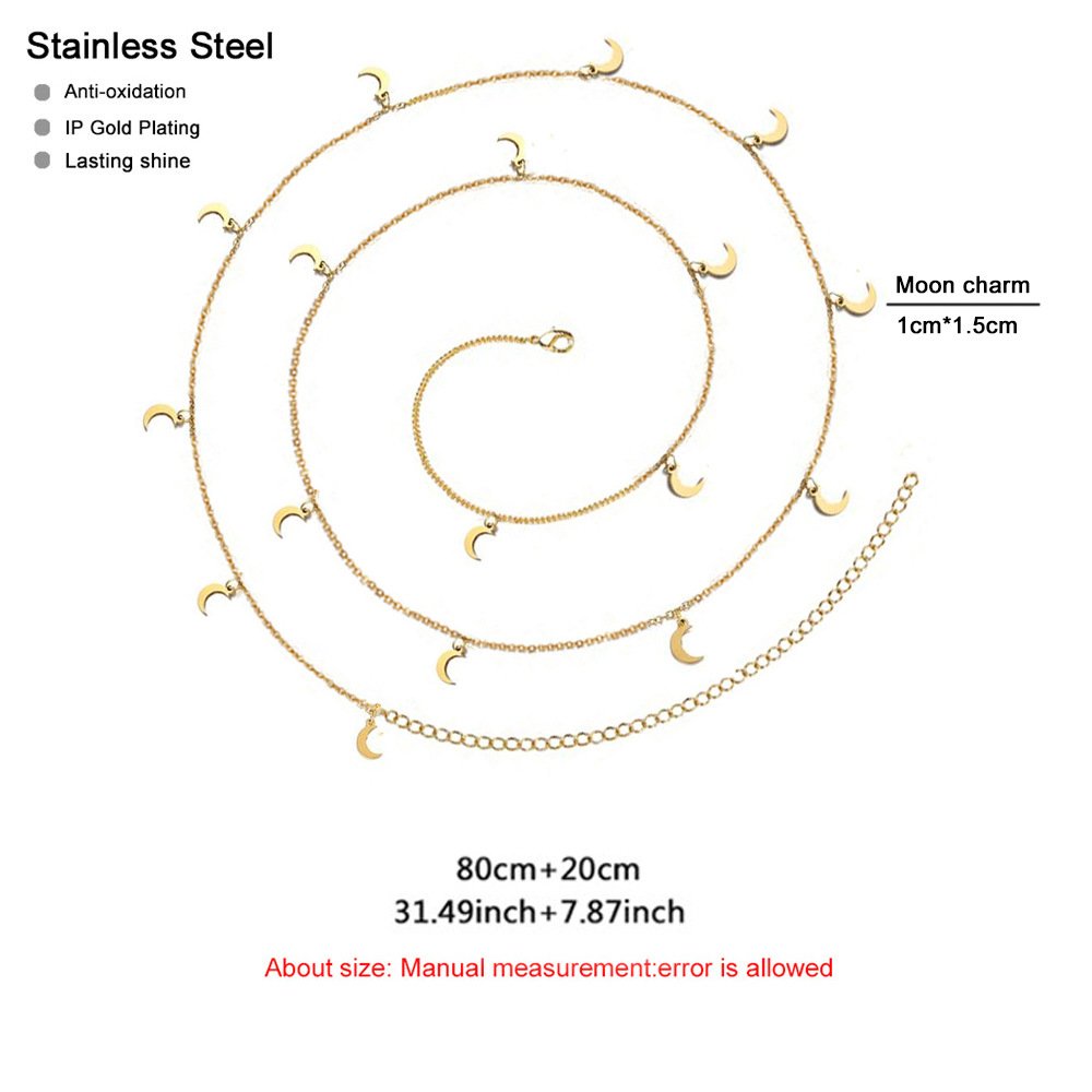 Stainless Steel Adjustable Waist Chain Luxury Sexy Iced Out Bling Star Moon Bikini Women Beach Body Chain