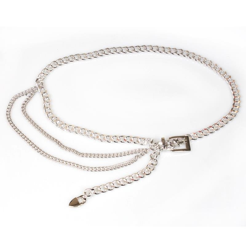 Sexy Long Belly Waistbands For Dress Jeans Skirt Glod Color Fancy Multilayer Metal Waist Chain Dress Belt For Women