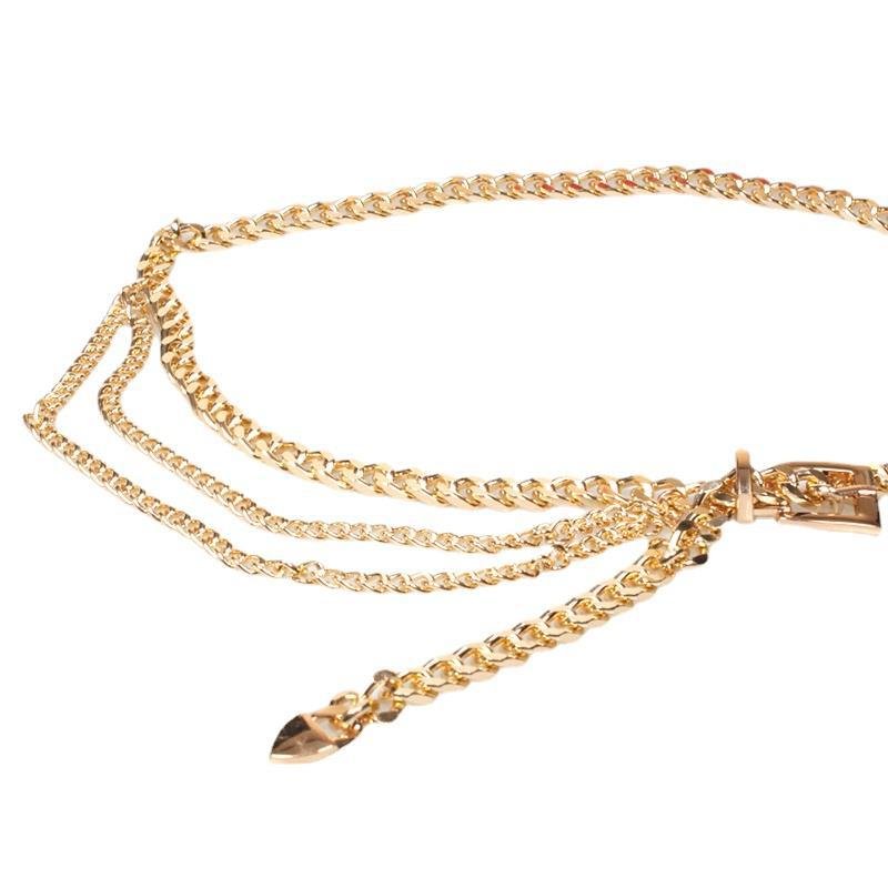 Sexy Long Belly Waistbands For Dress Jeans Skirt Glod Color Fancy Multilayer Metal Waist Chain Dress Belt For Women