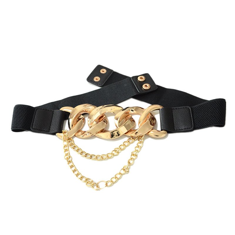 Wholesale Hot Selling Women Chain Tassel Decoration Wide Elastic Waist Belts Corset Dress Belt