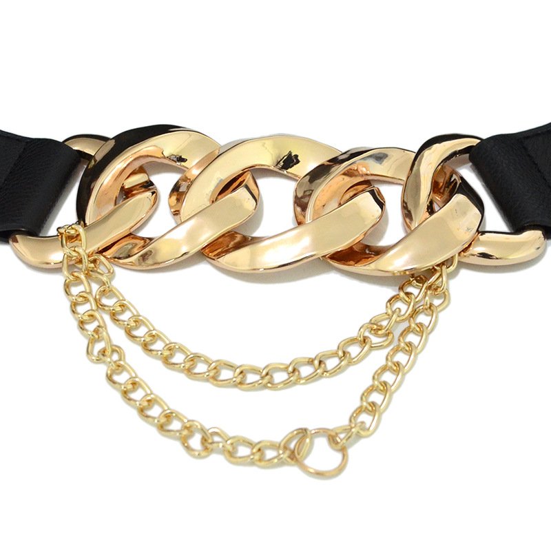 Wholesale Hot Selling Women Chain Tassel Decoration Wide Elastic Waist Belts Corset Dress Belt
