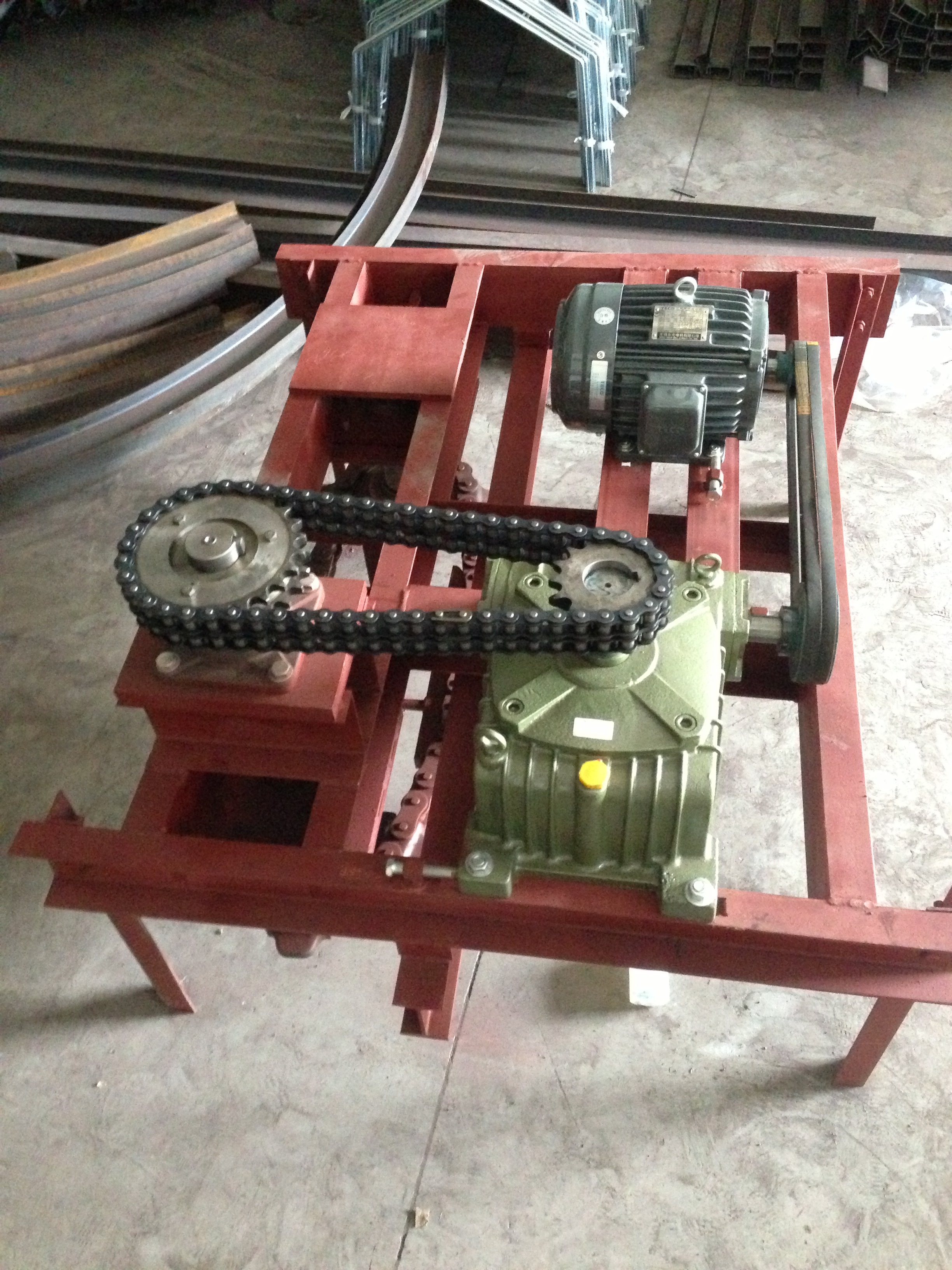 Powder coating line conveyor chains belt drive on swing base