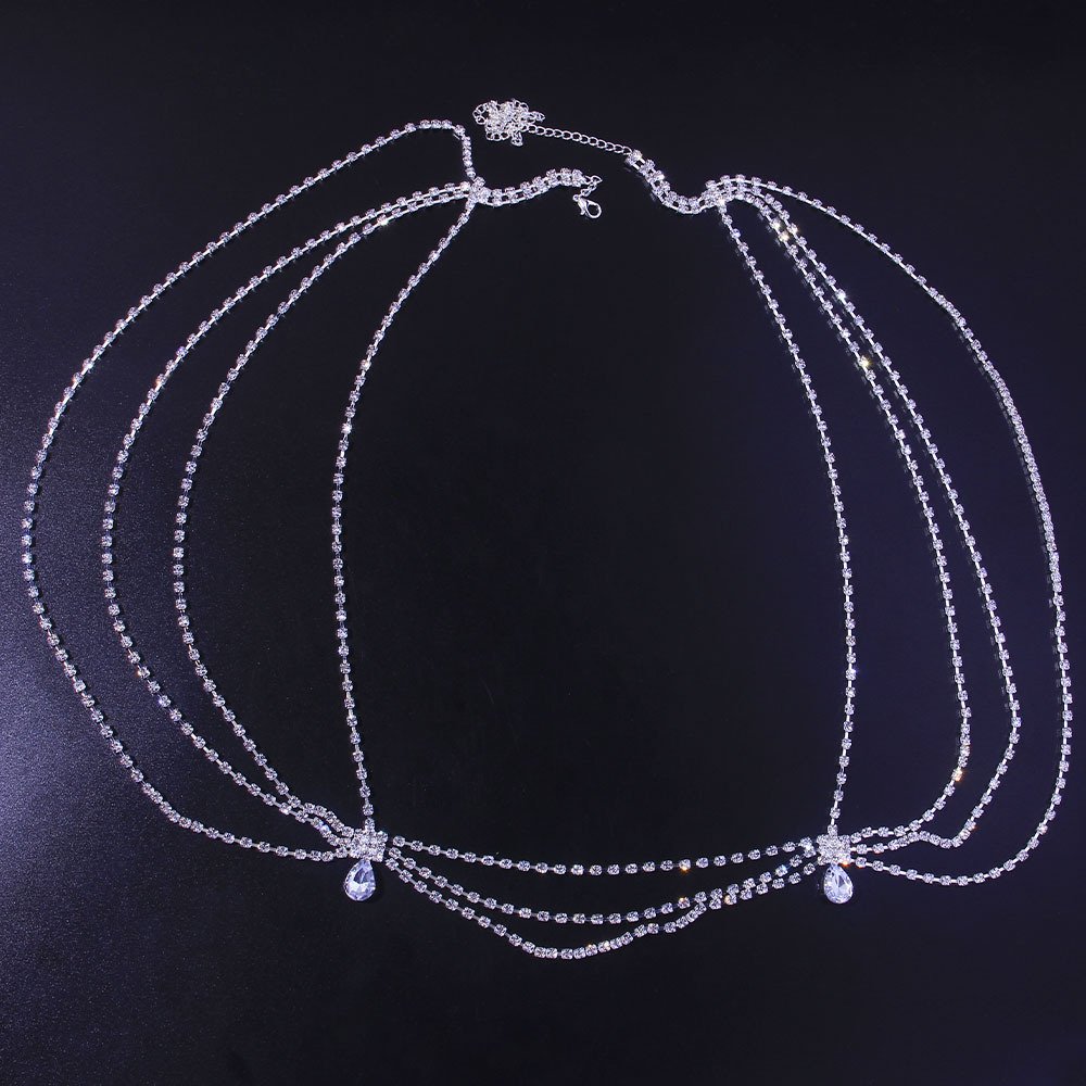 Sexy Rhinestone Layered Waist Chain Belt for Women Handmade Bridal Shoulder Necklace Wedding Crystal Jewelry