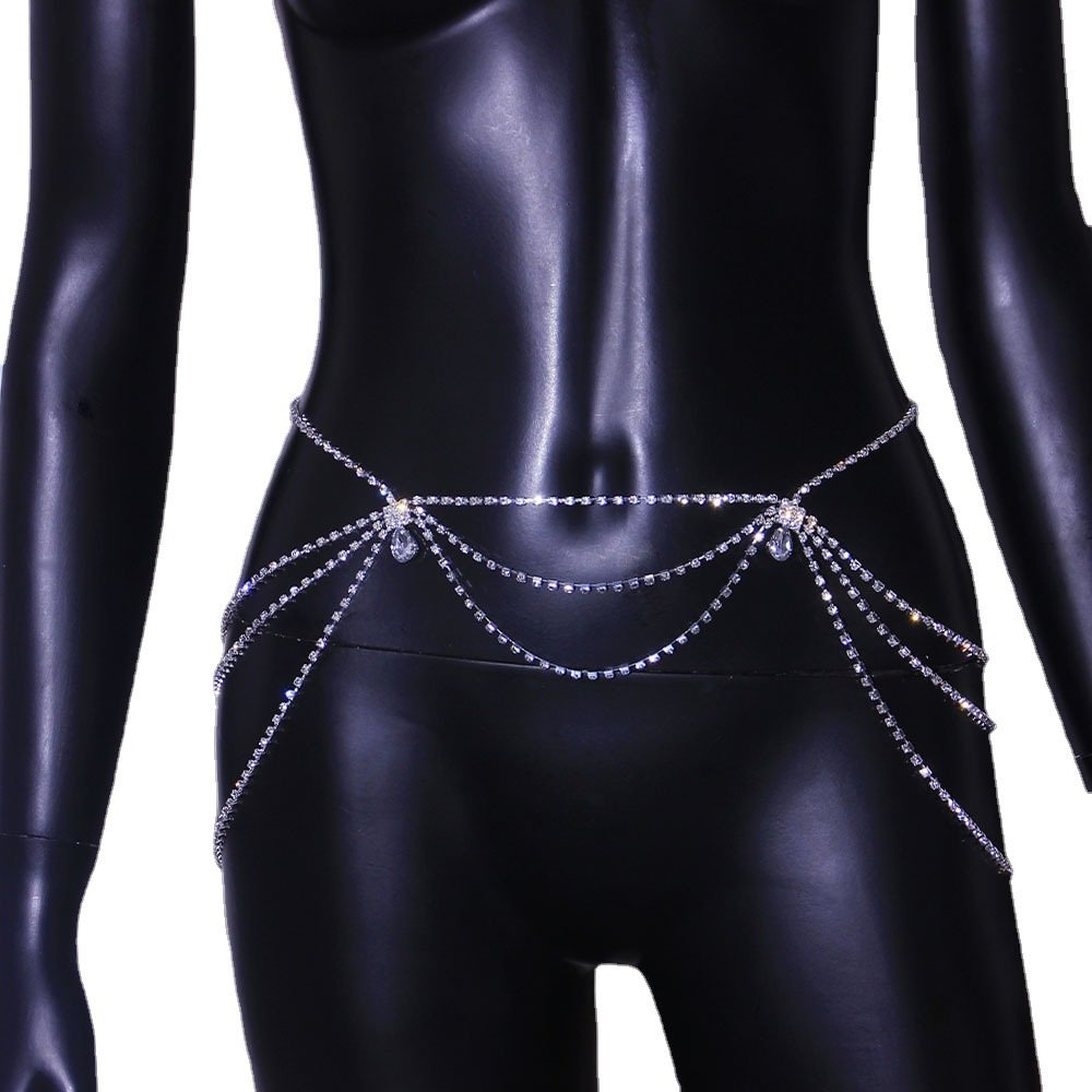 Sexy Rhinestone Layered Waist Chain Belt for Women Handmade Bridal Shoulder Necklace Wedding Crystal Jewelry