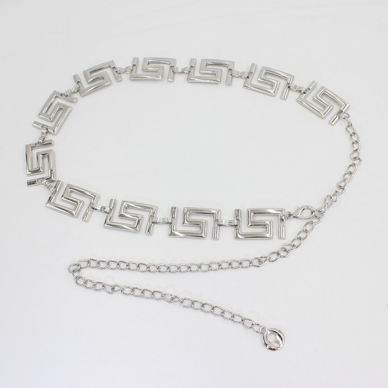 Hot Sale Fashion Square Metal Chian New Design 18K Gold Silver Plated Waist belt for women dresses woman