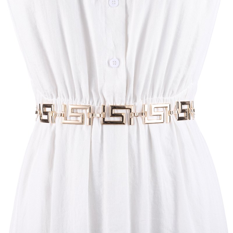 Hot Sale Fashion Square Metal Chian New Design 18K Gold Silver Plated Waist belt for women dresses woman