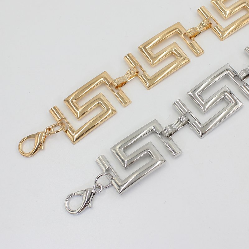 Hot Sale Fashion Square Metal Chian New Design 18K Gold Silver Plated Waist belt for women dresses woman