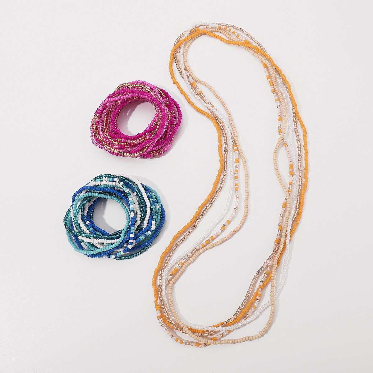 Wholesale Handmade Beaded Chains Colorful Rice Beads Waist Chains Girls Elastic Belly Belts Beach Bikini Body Chain For Women