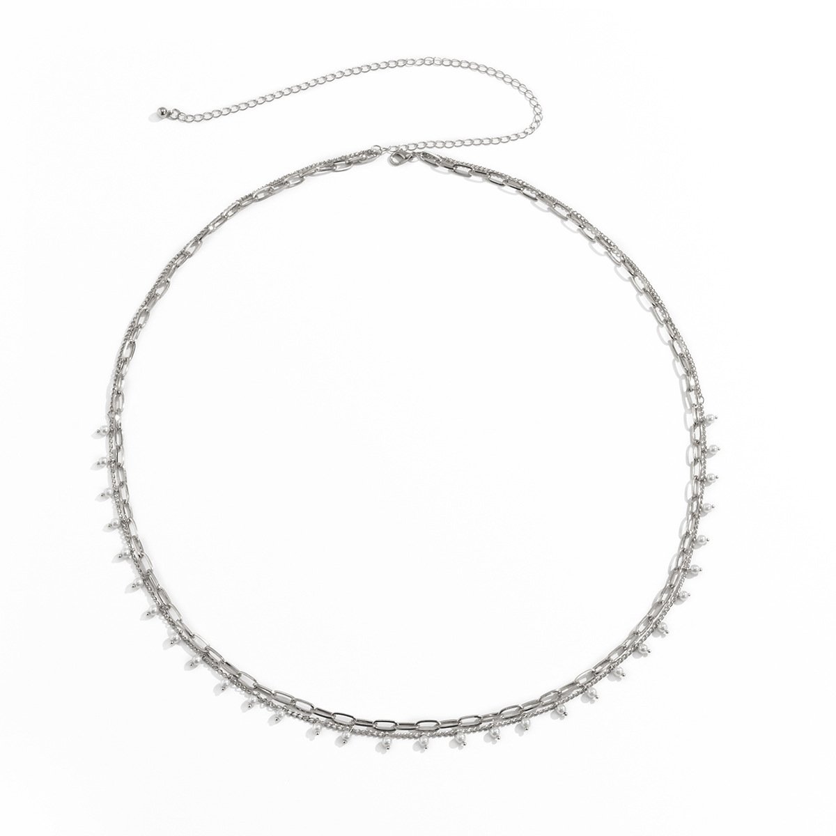 Fashion Imitation Pearl Tassel Double Waist Chain Simple Cross Waist Chain Gold Plated Creative Body Chain Female Body Jewlery