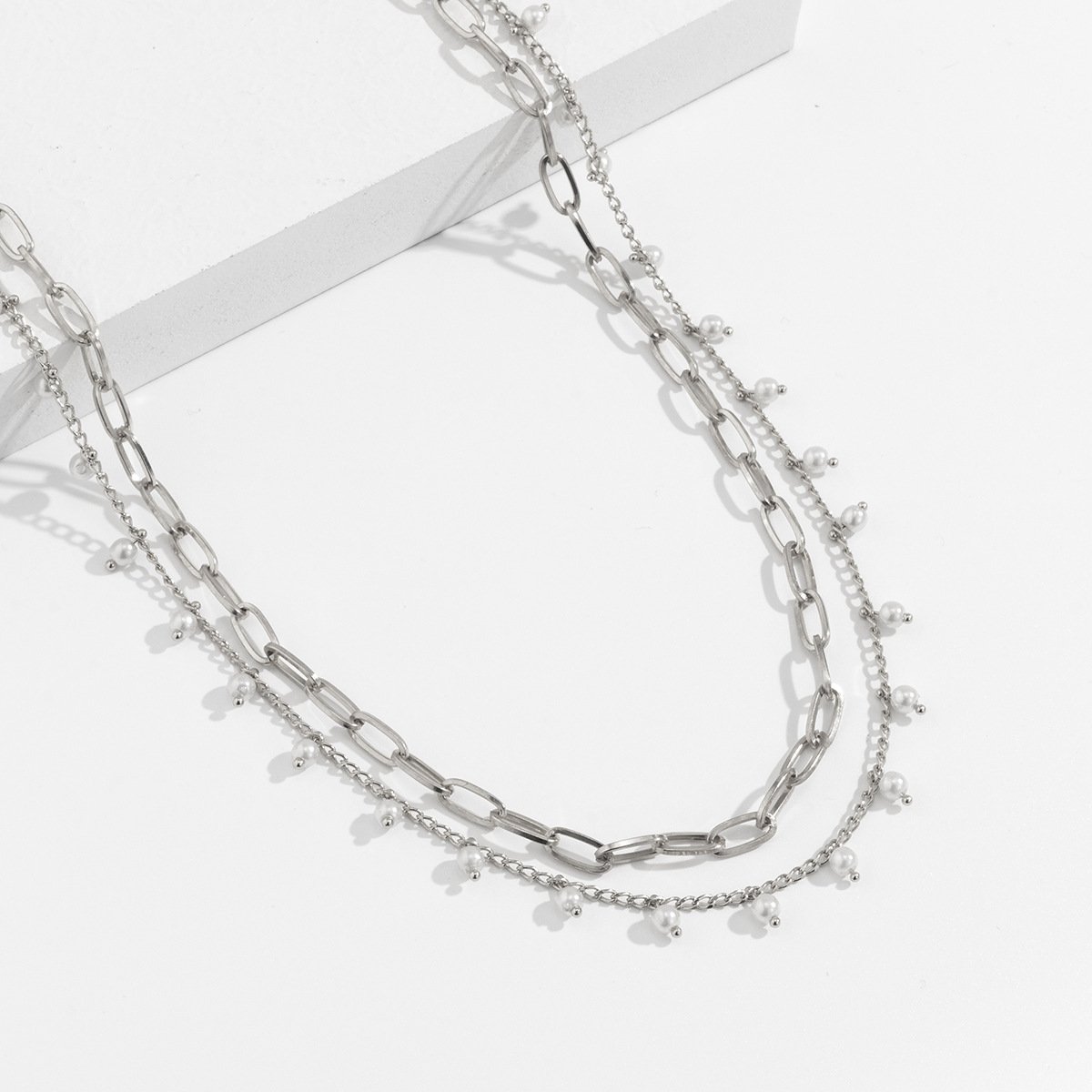 Fashion Imitation Pearl Tassel Double Waist Chain Simple Cross Waist Chain Gold Plated Creative Body Chain Female Body Jewlery