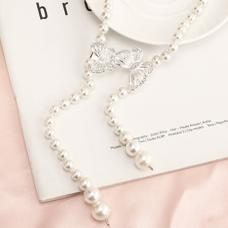 Fashion Elegant Dress Decorate Butterfly Pearl Waist Women Elegant Chain Belt For Ladies Dress Waist Chain Belts