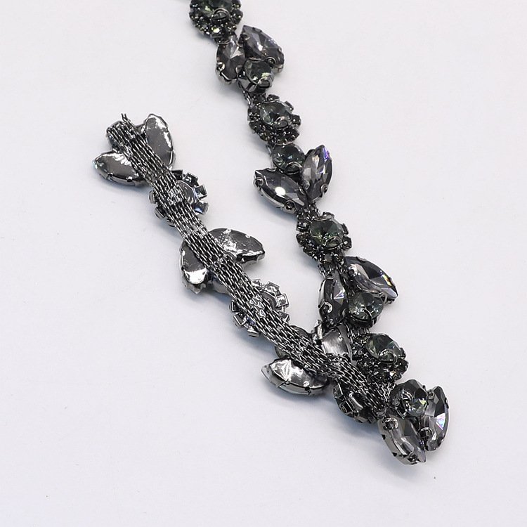 Wholesale Custom Crystal Rhinestone Chain Trimming Bridal Sash Rhinestone Trim Applique Wedding Belt Garment