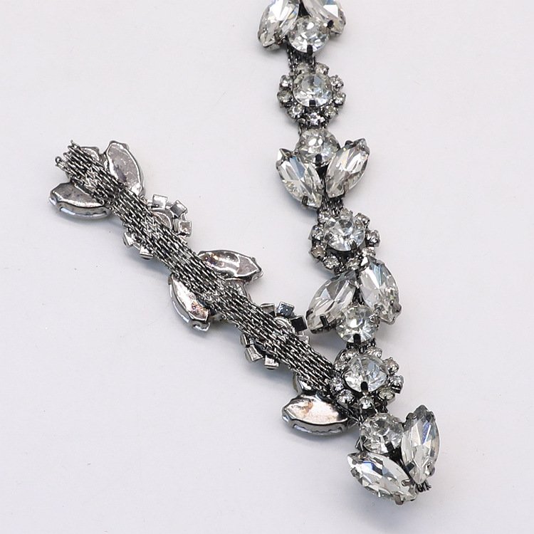 Wholesale Custom Crystal Rhinestone Chain Trimming Bridal Sash Rhinestone Trim Applique Wedding Belt Garment
