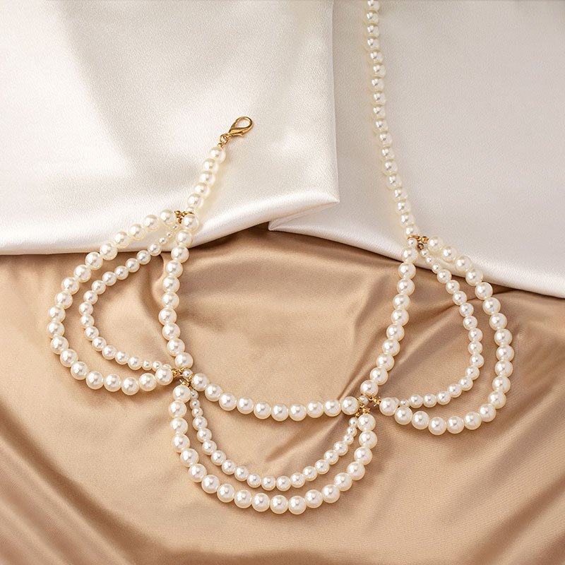 New Fashion Elegant Handmade Imitation Pearl Beaded Tassel Waistband Belt Women's Wedding Party Clothing Accessories