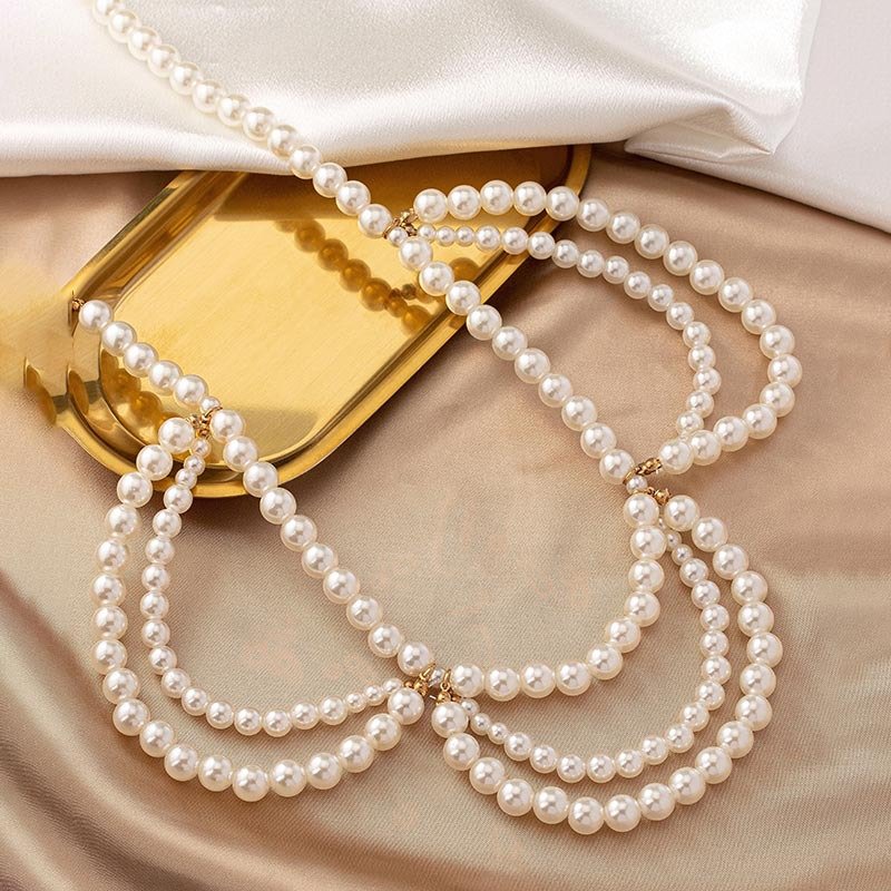 New Fashion Elegant Handmade Imitation Pearl Beaded Tassel Waistband Belt Women's Wedding Party Clothing Accessories