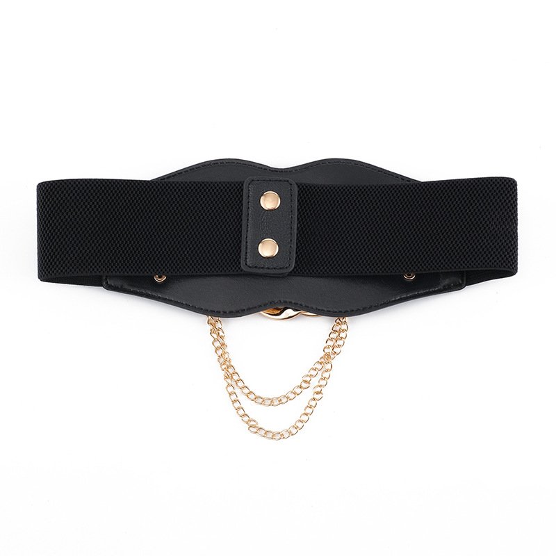 High Quality Punk Style Metal Waist Chain Belt Women's Belt Elastic Wide Waist Belt For Dress