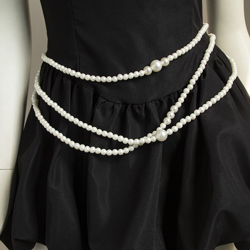 New Style Pearl Waist Chain Elegant Baroque Pendant Belt Exquisite Body Jewelry Women