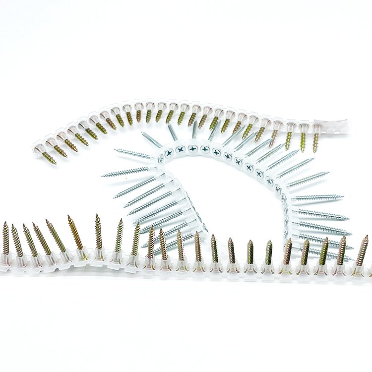 Autofeed Plastic Strip Collated Sheetrock Drywall Screws Chain Belt Screw Collated Drywall-Screw