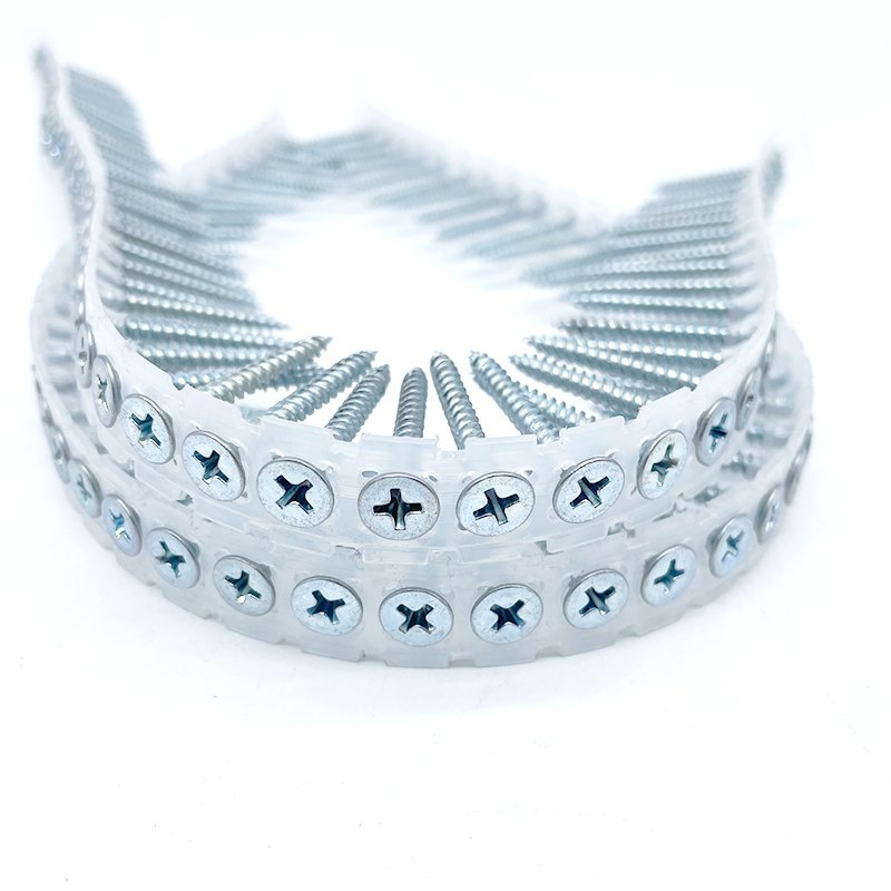 Autofeed Plastic Strip Collated Sheetrock Drywall Screws Chain Belt Screw Collated Drywall-Screw